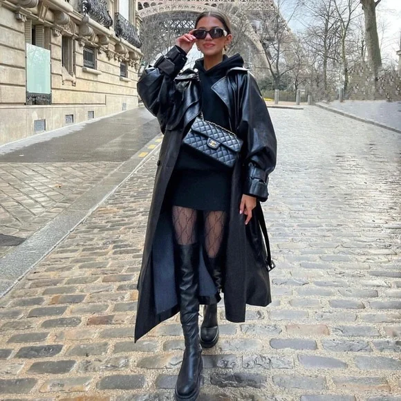 Zara Jackets Coats Zara Long Textured Faux Leather Trench